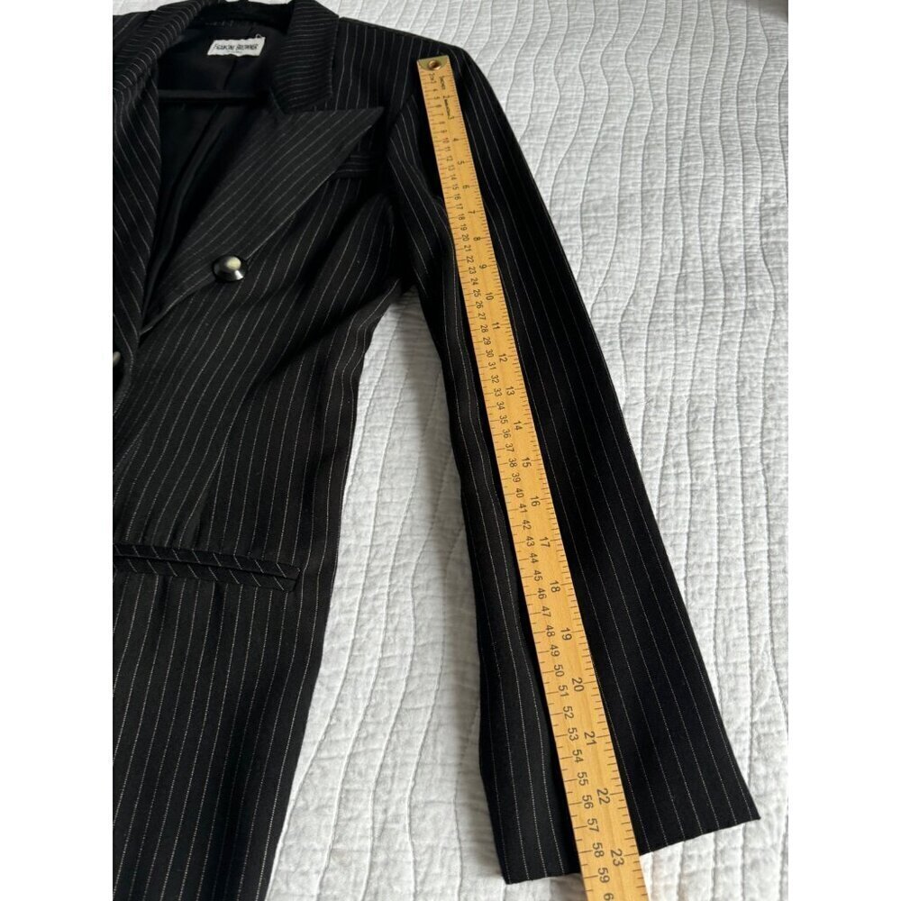 VTG Francine Browner Double Breasted Coat Dress SZ M? Black Pin-Striped 90s - Picture 5 of 8